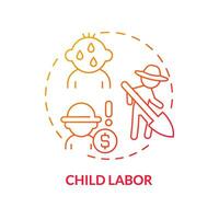 Child labor red gradient concept icon. Human rights. Third world country. Forced labour. Farm industry. Social issue. Round shape line illustration. Abstract idea. Graphic design. Easy to use vector