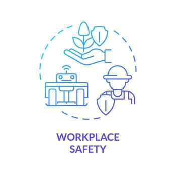 Workplace safety blue gradient concept icon. Employee protection. Agriculture business. Automated system. Work conditions. Round shape line illustration. Abstract idea. Graphic design. Easy to use vector