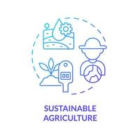 Sustainable agriculture blue gradient concept icon. Eco friendly farming. Soil health. Water management. Growing plants. Round shape line illustration. Abstract idea. Graphic design. Easy to use vector