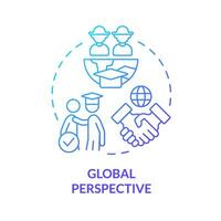 Global perspective blue gradient concept icon. International collaboration. Agricultural science. Higher education. Round shape line illustration. Abstract idea. Graphic design. Easy to use vector