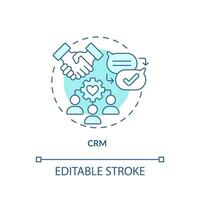 Editable CRM blue icon concept, isolated vector, enterprise resource planning thin line illustration. vector