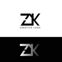 zk inicial letra logo diseño vector