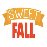 Sweet Fall handwriting text. Short Autumn phrase isolated on white background. Vector illustration. Text fall banner.