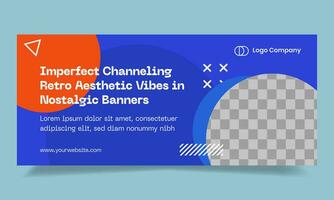 Creative retro horizontal banner template. Vibes lofi banner for business vector