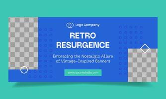 Creative retro horizontal banner template. Vibes lofi banner for business vector