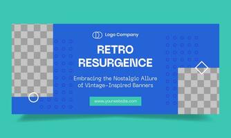 Creative retro horizontal banner template. Vibes lofi banner for business vector