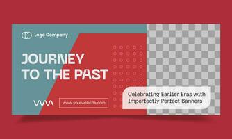 Creative retro horizontal banner template. Journey lofi banner for business vector