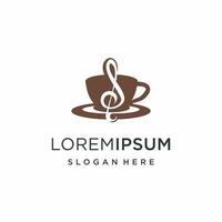 Coffee cup combination tones, Cafe music illustration vector or logo design template. Suitable for businesses, restaurants, cafes, etc