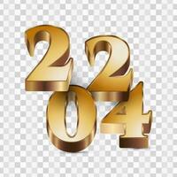 2024 in Gold and 3D Style. Happy New Year 2024 Design vector