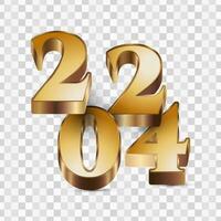 2024 in Gold and 3D Style. Happy New Year 2024 Design vector