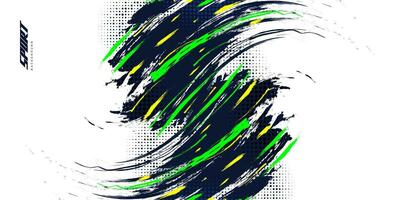 Abstract and Colorful Brush Background with Halftone Effect. Sport Banner. Brush Stroke Illustration. Scratch and Texture Elements For Design vector