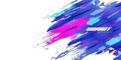 Abstract and Colorful Brush Background with Halftone Effect. Brush Stroke Illustration for Banner, Poster, or Sports Background. Scratch and Texture Elements For Design vector