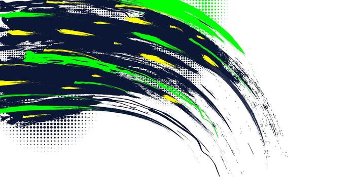 Abstract and Colorful Brush Background with Halftone Effect. Sport Banner. Brush Stroke Illustration. Scratch and Texture Elements For Design vector