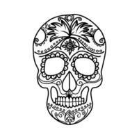 Hand drawn doodle  skull, Day of the Dead element vector