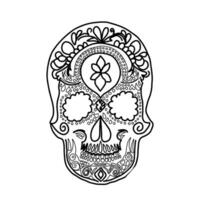 Hand drawn doodle  skull, Day of the Dead element vector