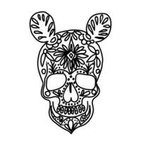 Hand drawn doodle  skull, Day of the Dead element vector