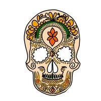 Hand drawn doodle  skull, Day of the Dead element vector