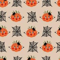 Halloween Seamless Pattern with spider web pumpkin vector