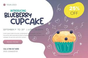 Illustration of Berries cupcake banner template vector