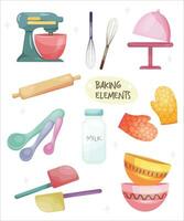 Cake Baking elements vector illustration set