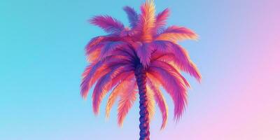 Generative AI, retro california coconut palms. Hawaii palm trees at sunset. Summer background photo