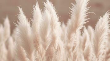 Generative AI, Pampa grass branch with sky. Abstract natural boho background of soft plants, Cortaderia selloana photo