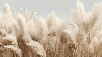 Generative AI, Pampa grass branch with sky. Abstract natural boho background of soft plants, Cortaderia selloana photo