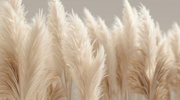 Generative AI, Pampa grass branch with sky. Abstract natural boho background of soft plants, Cortaderia selloana photo