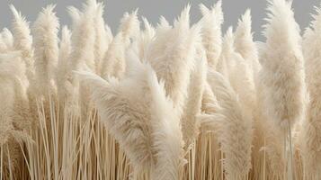 Generative AI, Pampa grass branch with sky. Abstract natural boho background of soft plants, Cortaderia selloana photo