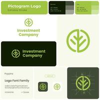 inversión empresa verde línea negocio logo. marca nombre. financiero institución. brote símbolo. diseño elemento. visual identidad. poppins fuente usado. adecuado para activo gerente, cobertura fondo puesta en marcha vector