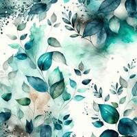 Leaf and flower background watercolor illustration photo