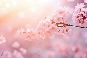 Beautiful cherry blossom sakura in spring time with soft focus, Beautiful cherry blossom background with soft focus and bokeh, AI Generated photo