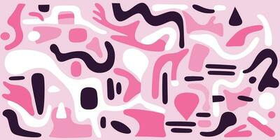 pink and white abstract pattern with a few shapes, in the style of absurd doodle, light violet, minimalist cartooning, loose gestures, organic minimalism, colorful graffiti-style, elongated forms vector