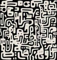 black and white geometric pattern, in the style of organic shapes and curved lines, minimalist strokes, keith haring, soft lines, abstract minimalism appreciator, thick impasto texture, bold colors vector