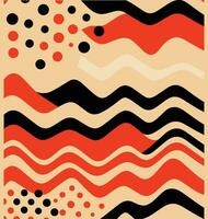 zigzag lines over a tan background, in the style of dark black and red, polka dots, free-flowing lines, elongated shapes, linear illustrations, quirky shape vector