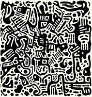 black and white geometric pattern, in the style of organic shapes and curved lines, minimalist strokes, keith haring, soft lines, abstract minimalism appreciator, thick impasto texture, bold colors vector