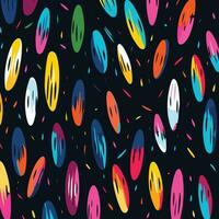 colorful brush strokes pattern on a black background, in the style of simple shapes, shaped canvas, cute cartoonish designs, pastel punk, rounded, colorful vector