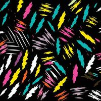 colorful brush strokes pattern on a black background, in the style of simple shapes, shaped canvas, cute cartoonish designs, pastel punk, rounded, colorful vector