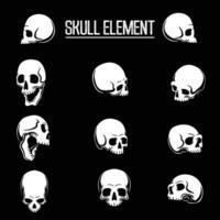 Skull head element set vector illustration