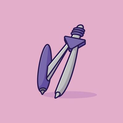 Pair of compass simple cartoon vector illustration education tools concept icon isolated