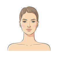 Face of a young beautiful woman, vector illustration