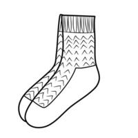 foot wearing socks line art vector illustration