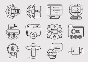 web 3.0 technology line icon set vector