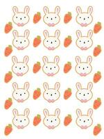 Pattern design for rabbits and carrots. vector