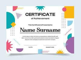 Neu brutalism certificate template with badge. Suitable for achievement, rewards diploma and employee vector