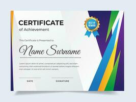 Modern triangle certificate template with badge. Suitable for achievement, rewards diploma and employee vector