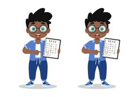 A set of illustrations of a boy with grades vector