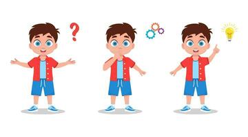 Curious boy illustration set vector