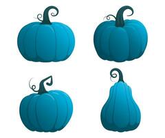 Set of blue pumpkin illustrations vector