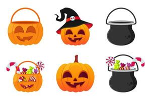 Set of 6 halloween illustrations vector